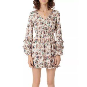 NWT Maje Risley Satin Paisley Print Ruffled Mini Dress S